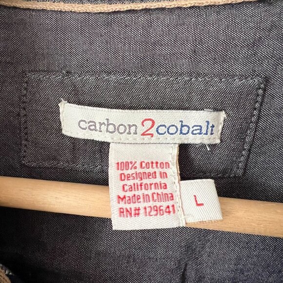 Carbon2Cobalt Striped Cotton Button Down Casual Shirt Men's Size Large - Picture 5 of 8